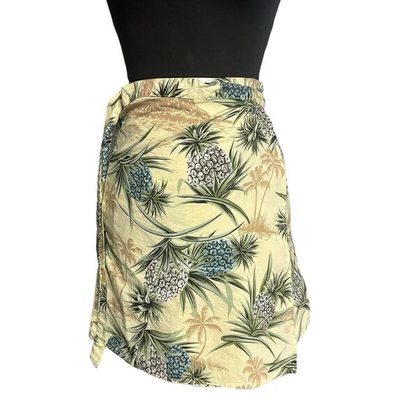 Vtg 90s Palm Tree Pineapple Retro Hawaiian Resort Blouse Wrap Skirt Coord Set M - Picture 4 of 8